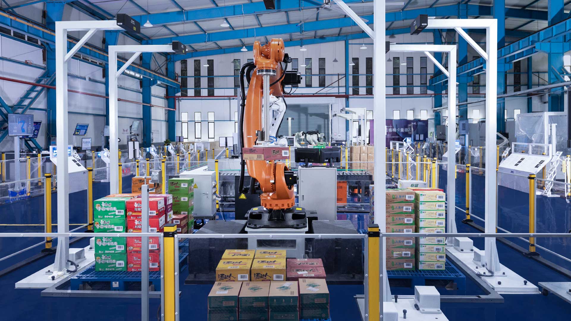 智能机器人应用-3D视觉引导多SKU纸箱混码