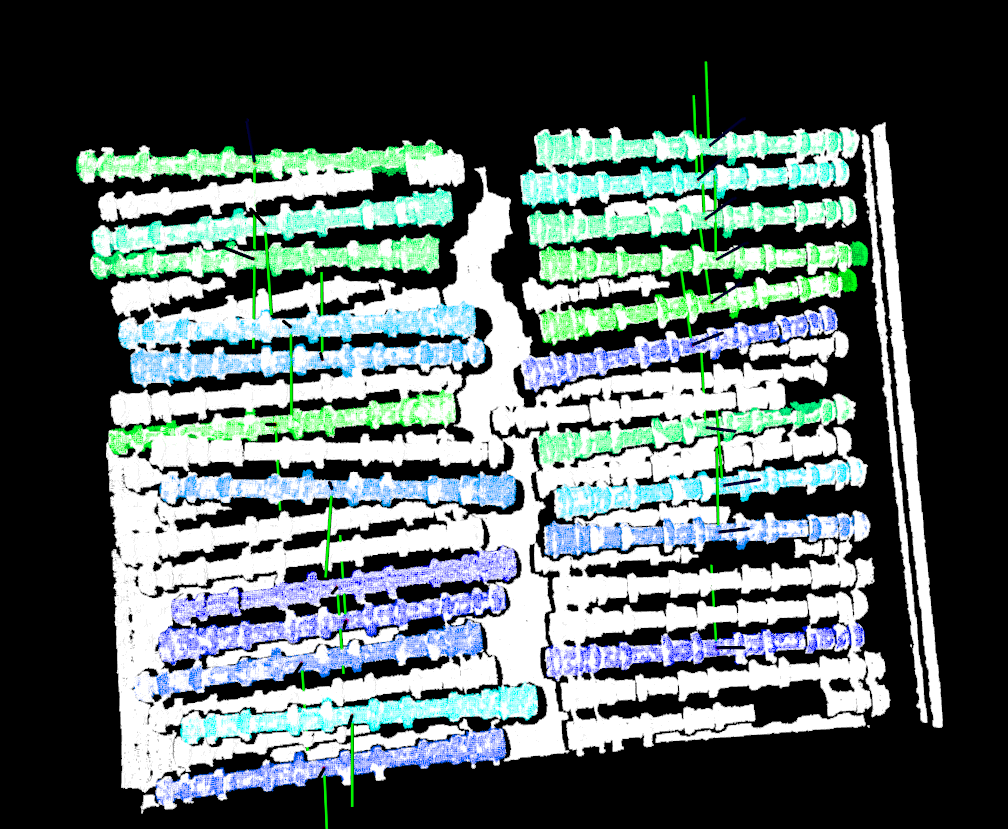 AI视觉引导发动机凸轮轴深筐上下料 | 某大型汽车零部件厂