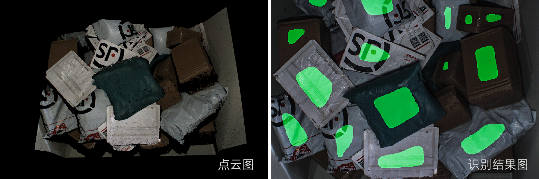 随意堆叠的真实快递包裹