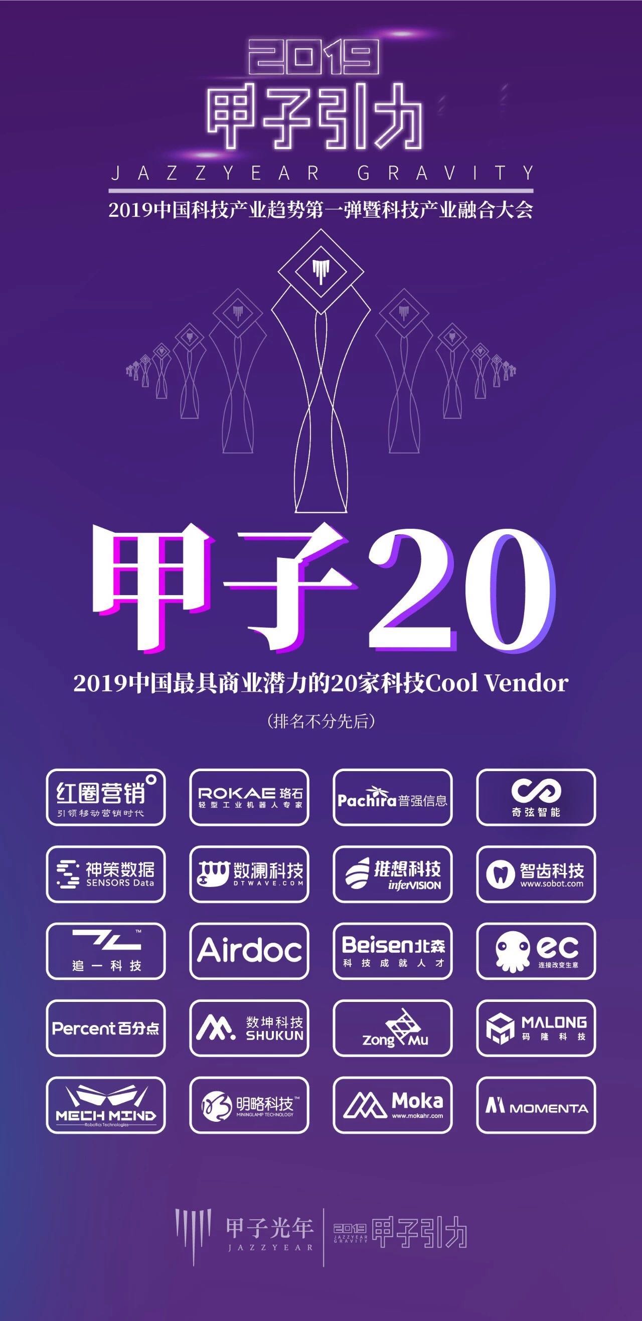 梅卡曼德荣获“甲子20”——2019中国最具商业潜力的20家Cool Vendor