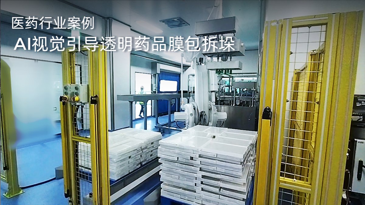 AI视觉引导透明药品膜包拆垛